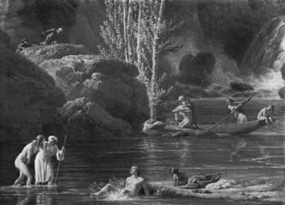 Mattina, i bagnanti, dettaglio lato sinistro, 1772 da Claude Joseph Vernet